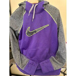 Women's Nike Therma-Fit Purple & Gray Hoodie Sweatshirt Size L 100% Polyester